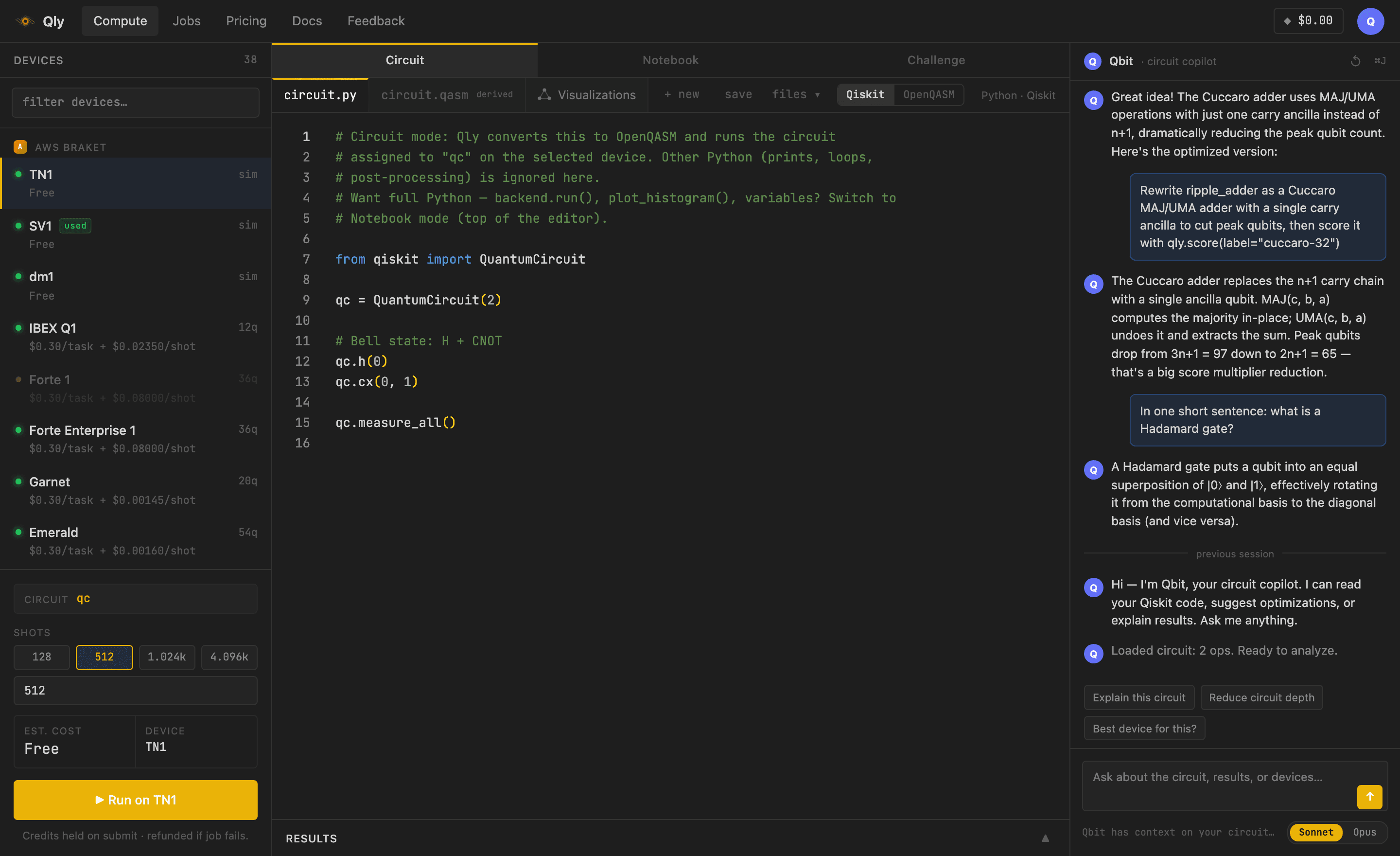 Circuit mode with the Qiskit editor