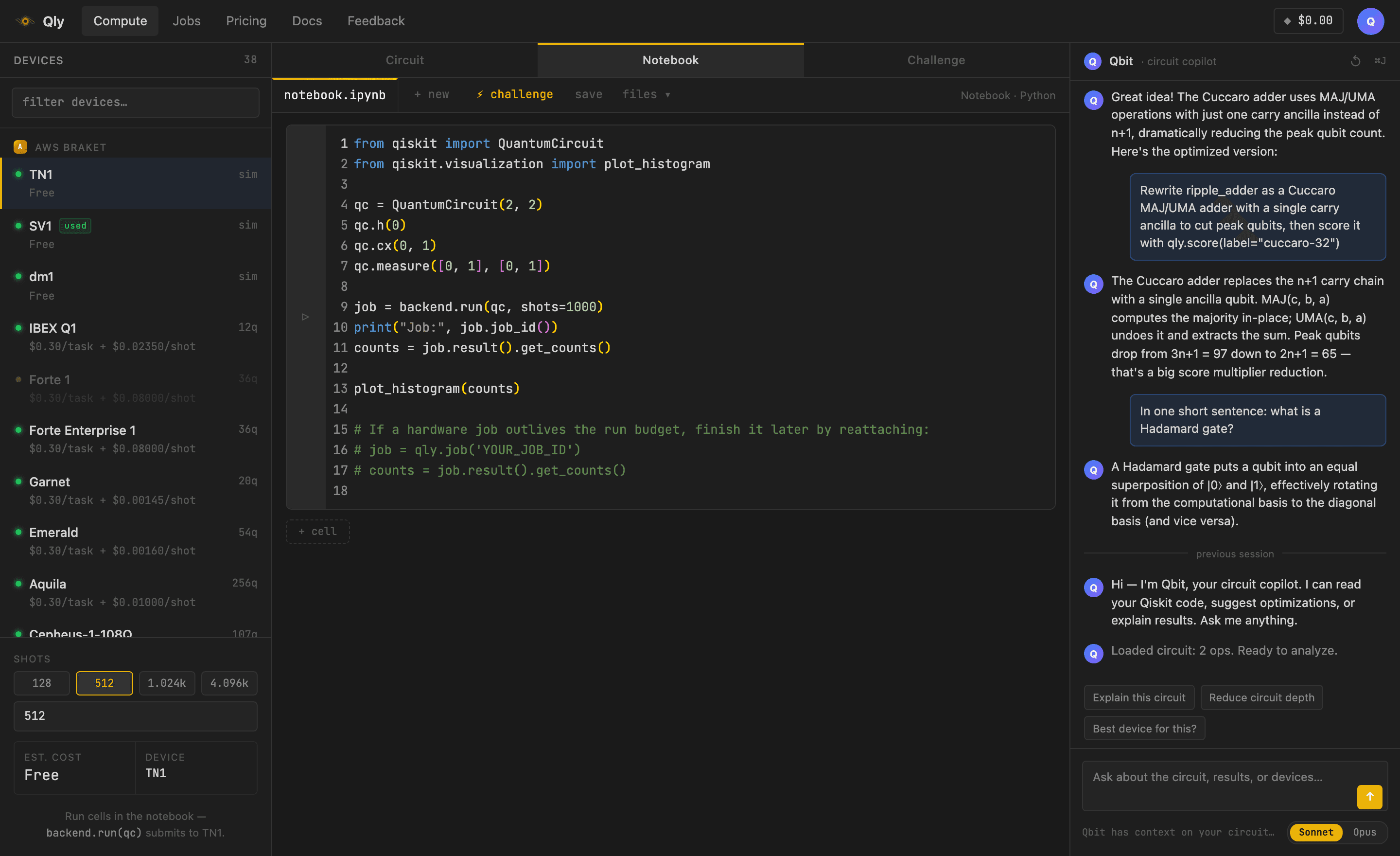 Notebook mode with cells